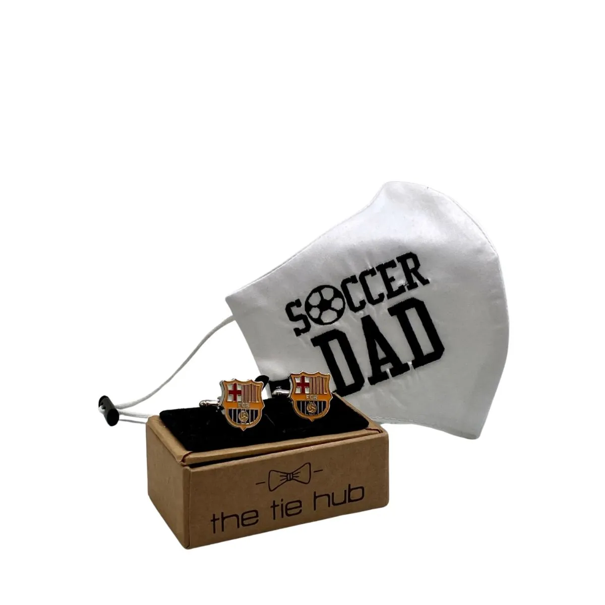 The Tie Hub SOCCER DAD Face Mask with Football Team Cufflinks