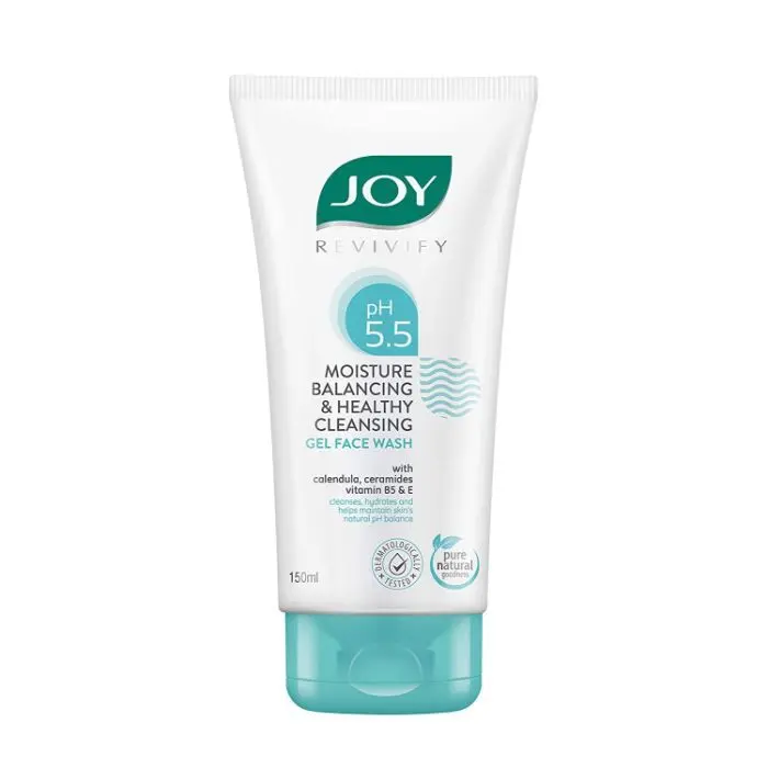 Joy pH 5.5 Moisture Balancing & Healthy Cleansing Gel Face Wash | With Calendula, Ceramides, Vitamin B5, E| Cleanses and Hydrates | 150 ml