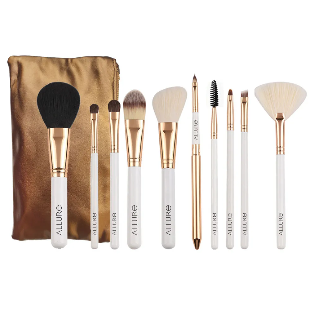 Allure White Gold Makeup Brush Set Of 10