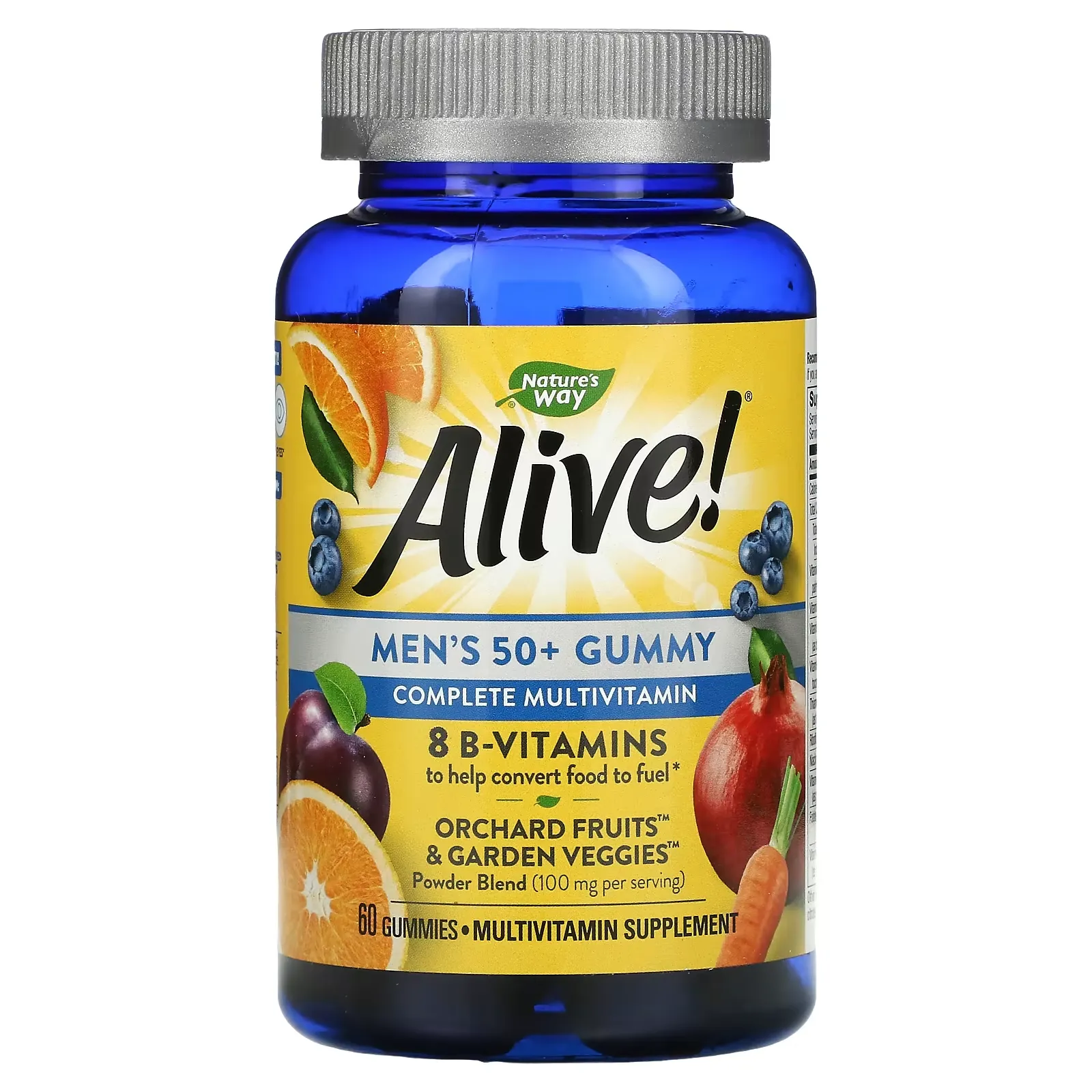 Alive! Men's 50+ Gummy Complete Multivitamin, Fruit Flavors, 60 Gummies