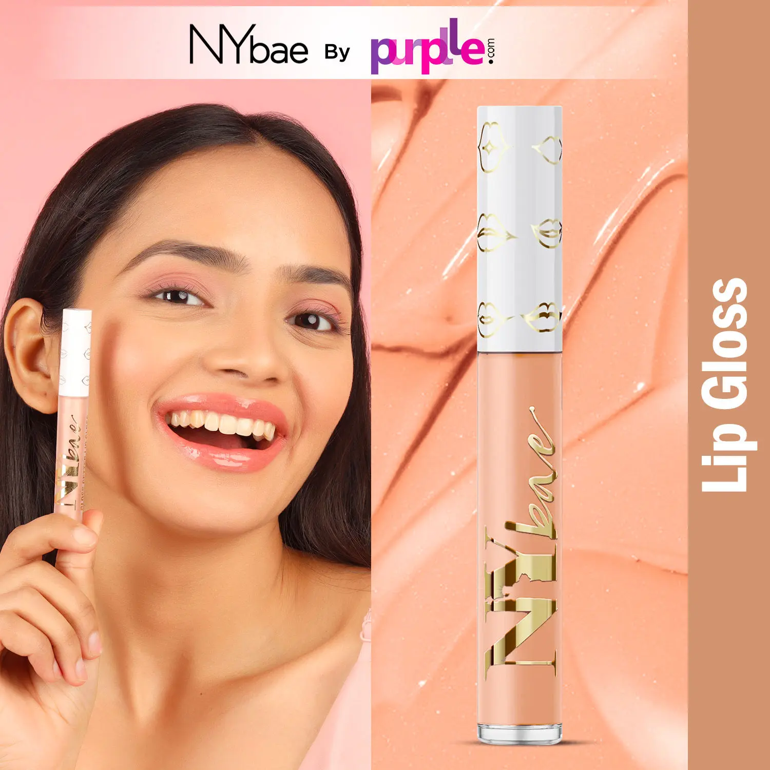 NY Bae Gloss Getter Lip Gloss | Lip & Cheek Tint | Lightweight Glossy Lipstick | Transparent Lip Balm | Non-Sticky | Nude Longan 06 (2.8 ml)