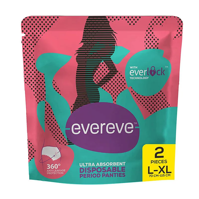 EverEve Ultra Absorbent, Heavy Flow Disposable Period Panties For Sanitary Protection - L-xl (2 Pcs)