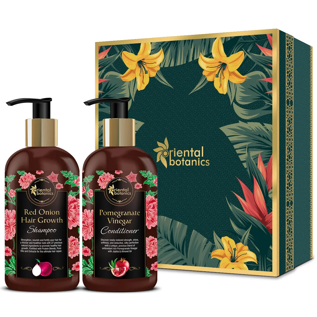 Oriental Botanics Red Onion Hair Shampoo + Pomegranate Vinegar Conditioner, 300ml each