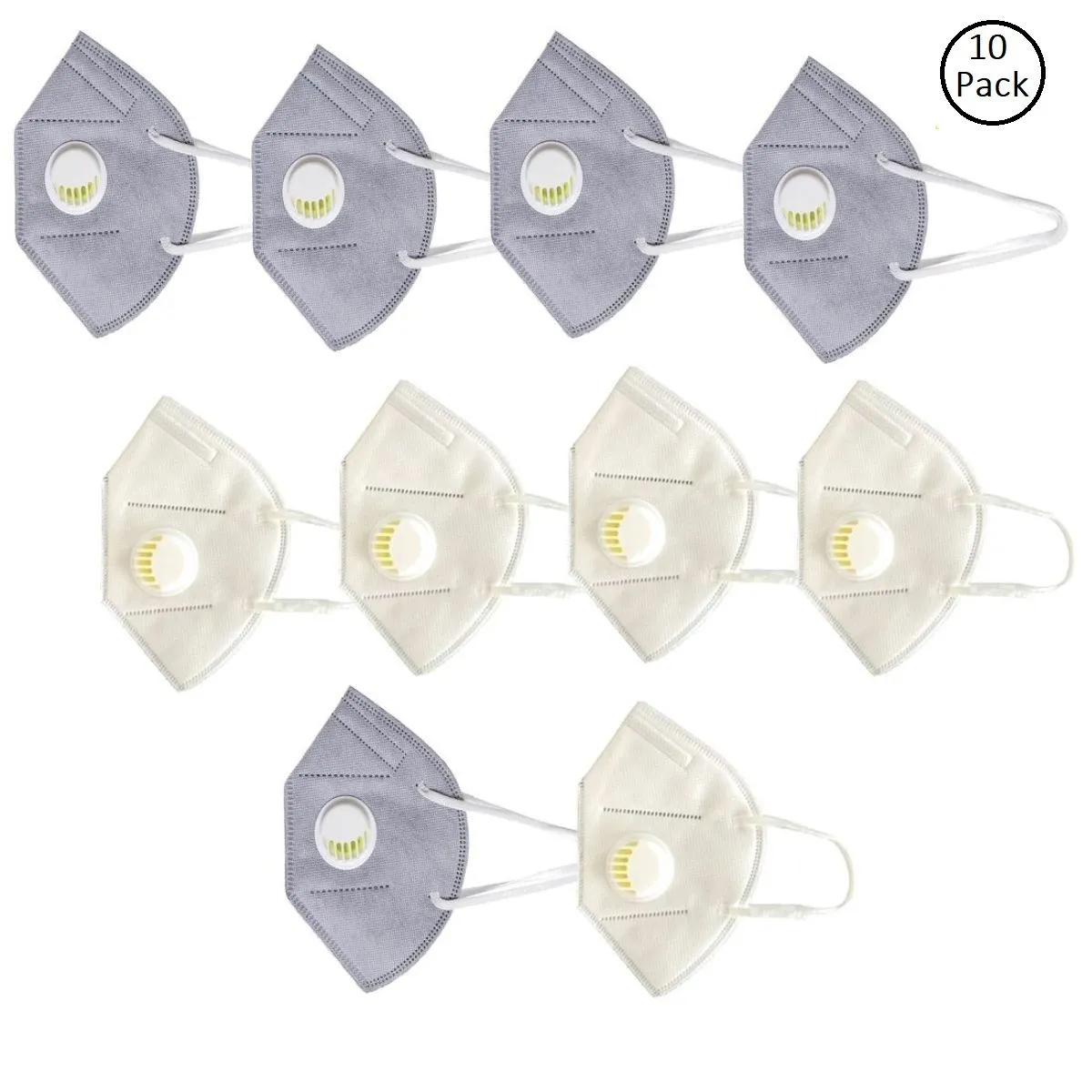 OOMPH Pack of 10 Anti-Pollution Reusable 5 Layer Mask - White Grey