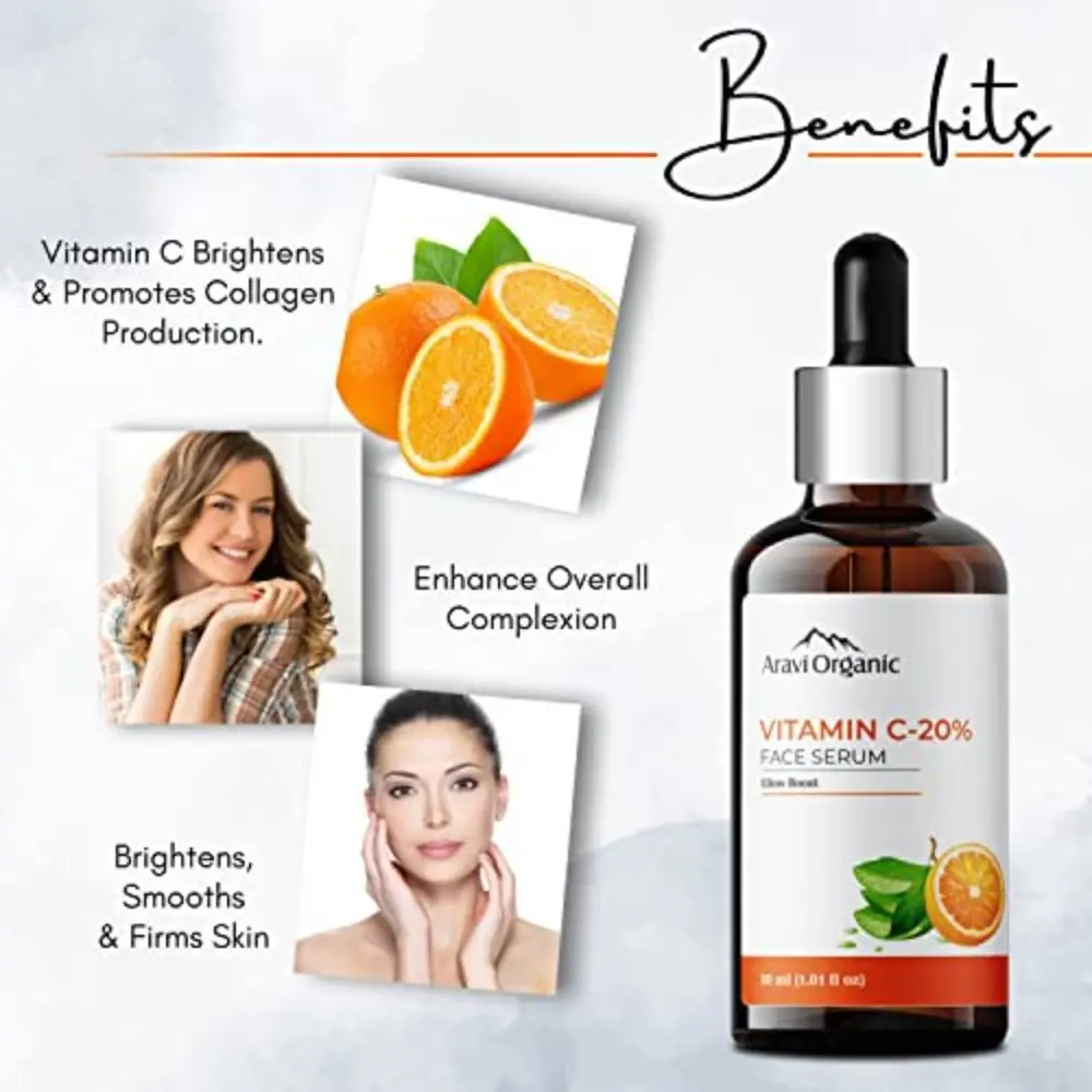 Aravi Organic Vitamin C Face Serum For - 30 ml | Women & Men | Pigmentation, Anti Ageing | All Skin Type