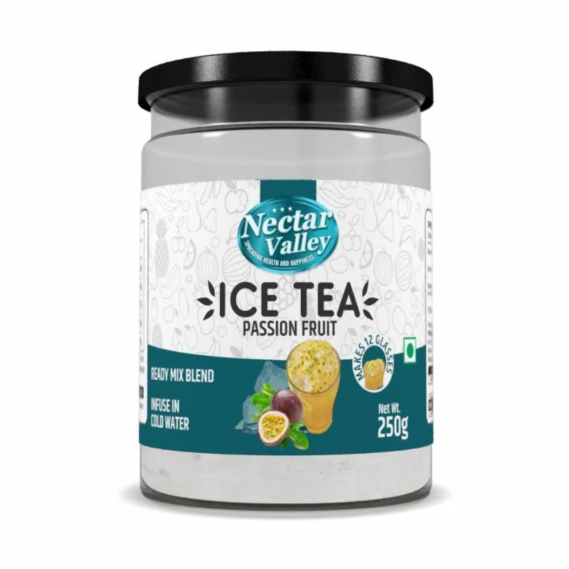 Nectar Valley Instant Ice Tea - Passion Fruit Flavour Ready Mix Tea Blend - Makes 12 Glasses