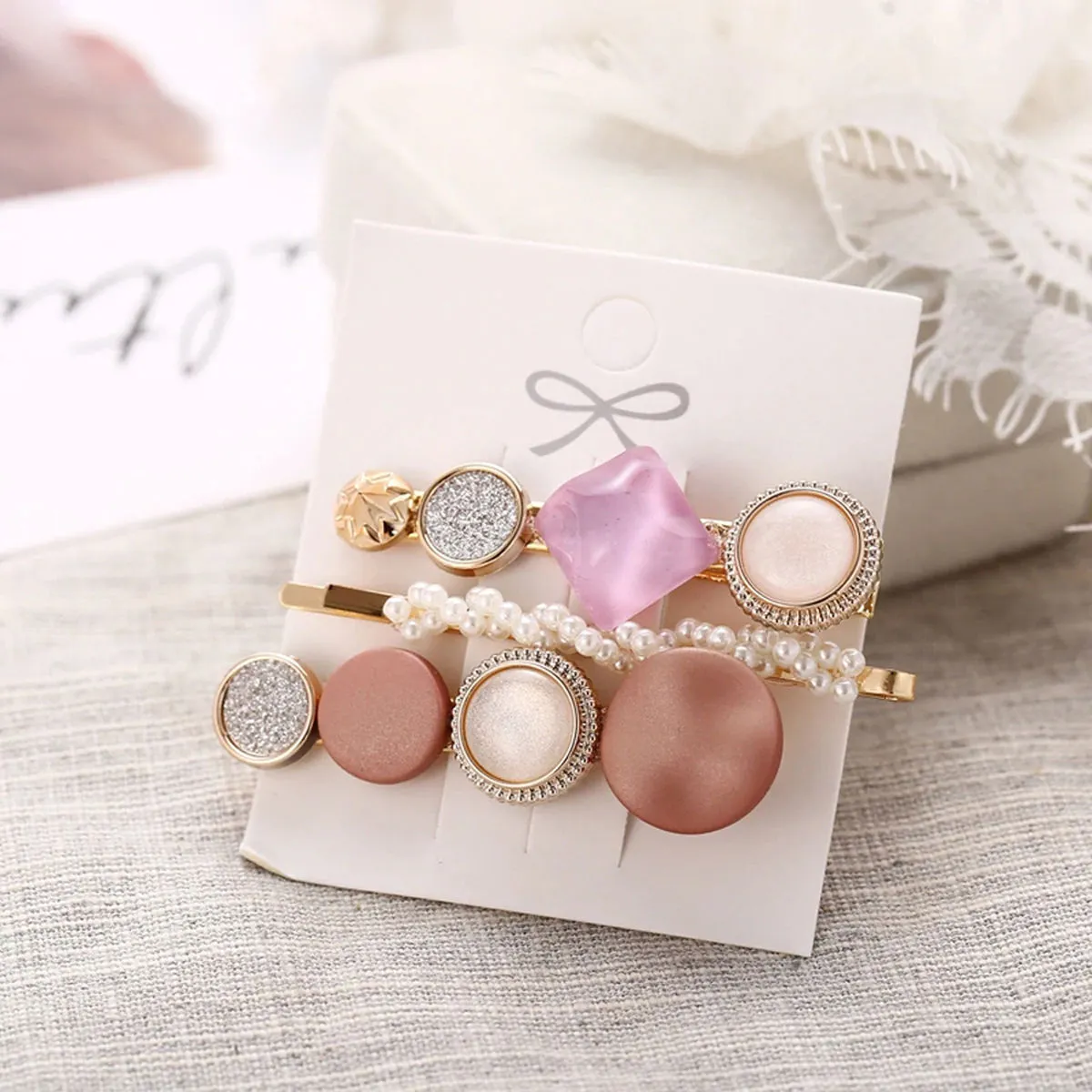 Jewels Galaxy Stylish Pearl Gold Plated Hairclips