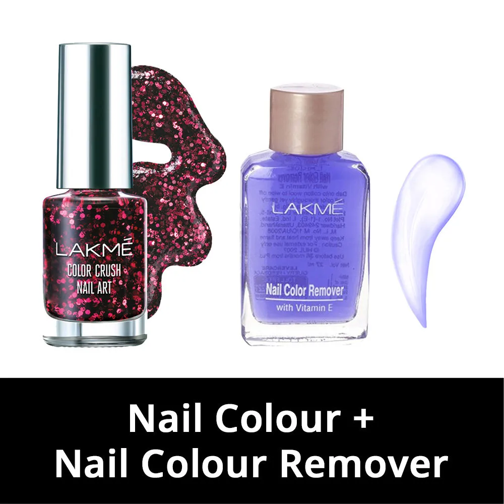 Lakme Color Crush Nail Art - G4 + Nail Polish Remover Combo