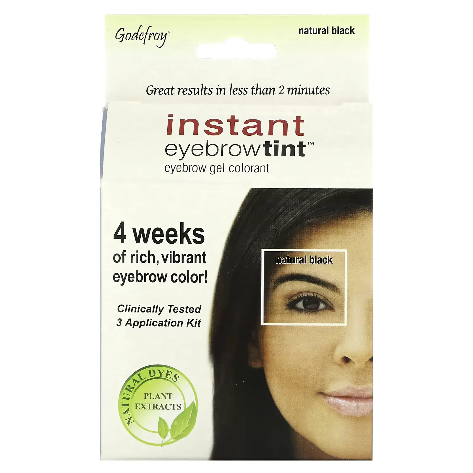 Instant Eyebrow Tint, Natural Black, 3 Application Kit