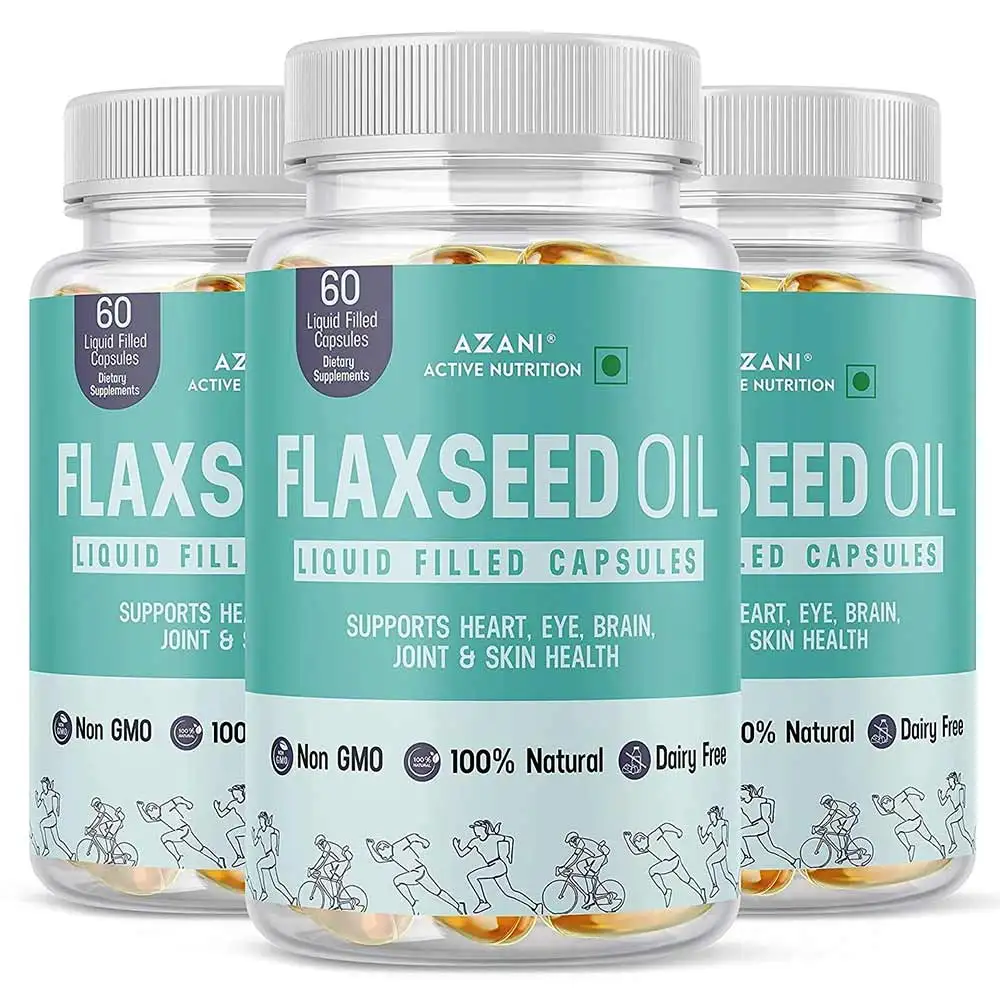 Azani Active Nutrition Flaxseed Oil (Pack of 3),  60 capsules