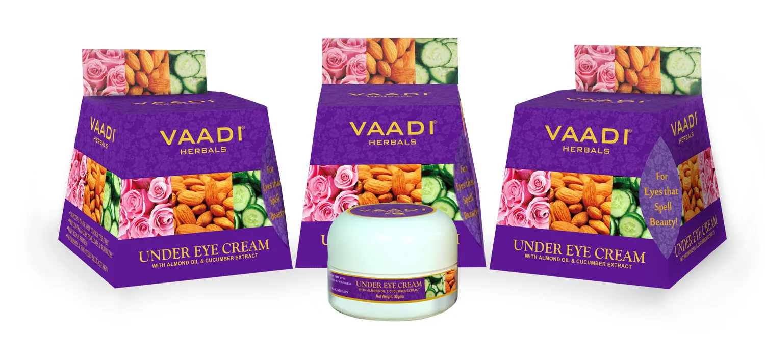 Vaadi Herbals Value Pack Of 3 Under Eye Cream - Almond Oil & Cucumber Extract