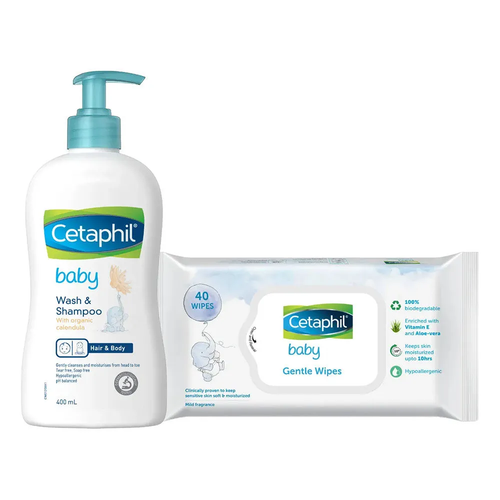 Cetaphil Baby Wash & Shampoo & Wipes Combo