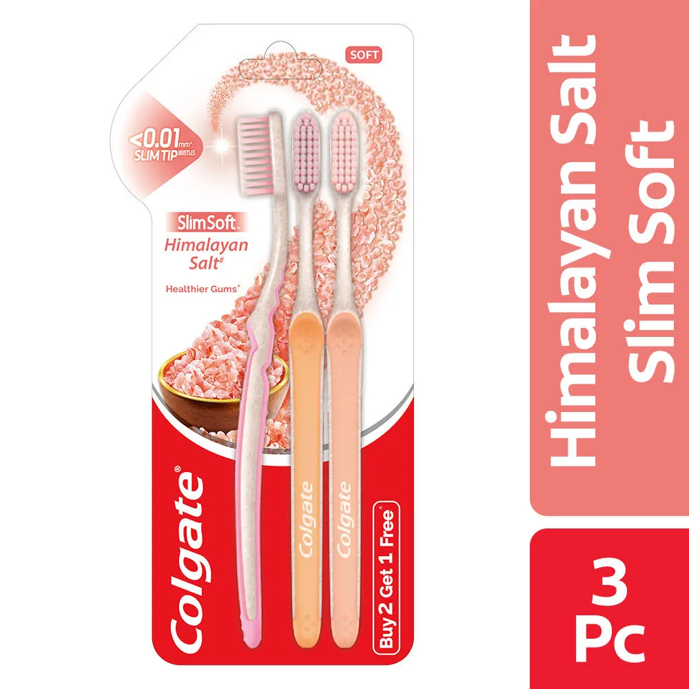 Colgate Slim Soft Himalayan Salt Toothbrush - 3 Pcs (Buy 2 Get 1 Free)