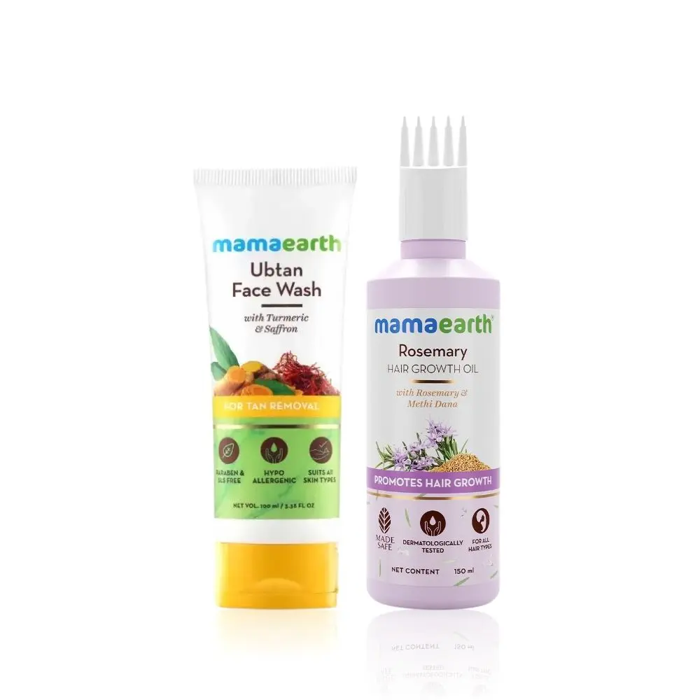 Mamaearth Essential Growth & Freshness Duo(Rosemary Hair Growth Oil + Ubtan Facewash) (150 ml + 100 ml)