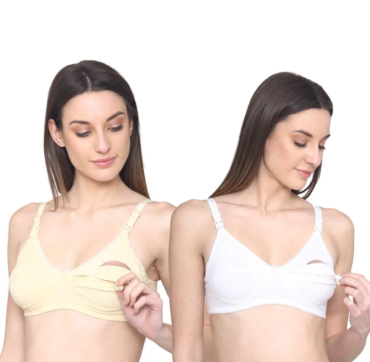 N-Gal Women'S Premium Cotton Seamed Non Padded Maternity Bra Pack Of 2 - Multi-Color