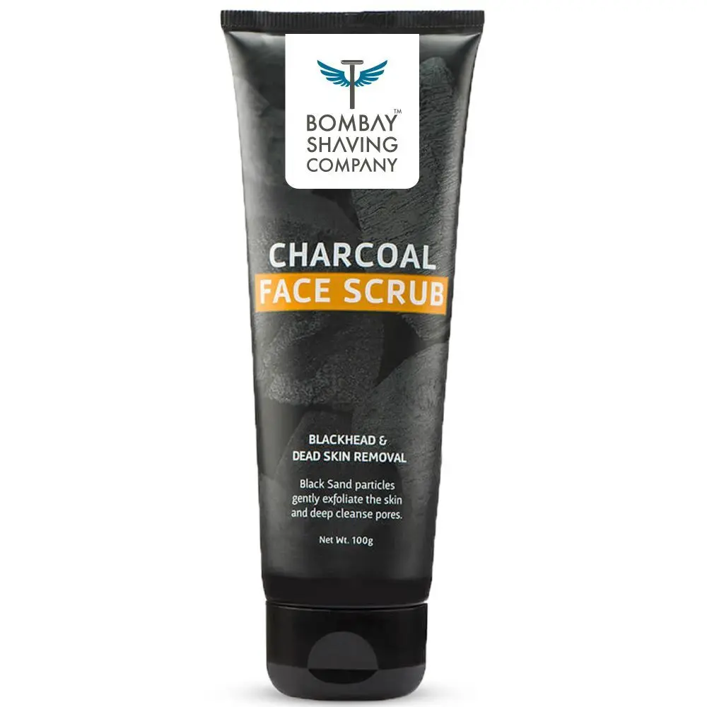 Bombay Shaving Company Charcoal Face Scrub (100g) with Black Sand, Exfoliates skins & Removes Black Heads, Black