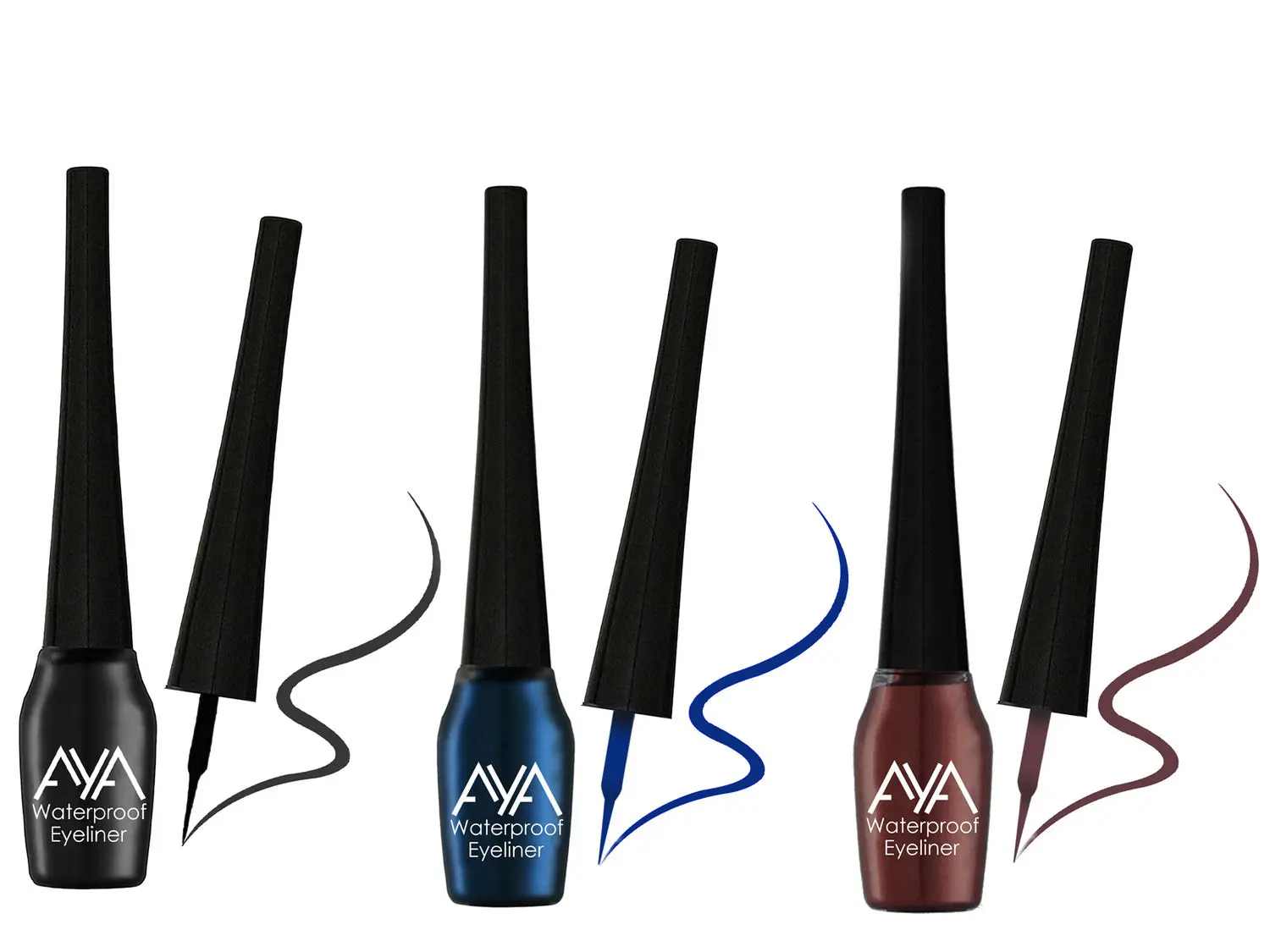 AYA Waterproof Eyeliner, Set of 3 (Black, Blue, Brown)