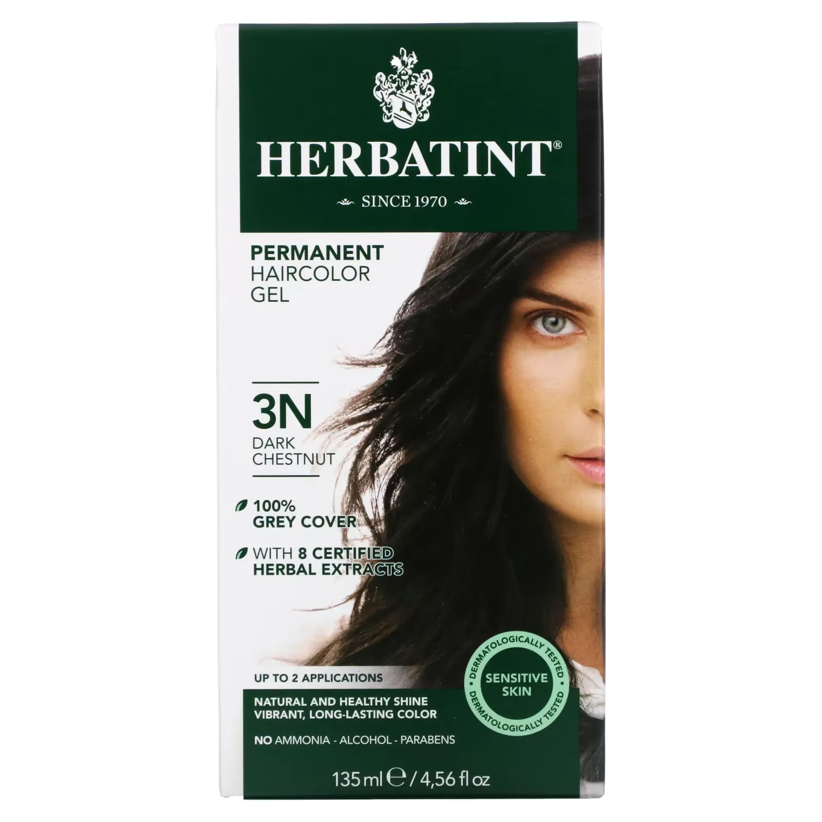 Permanent Haircolor Gel, 3N, Dark Chestnut, 4.56 fl oz (135 ml)