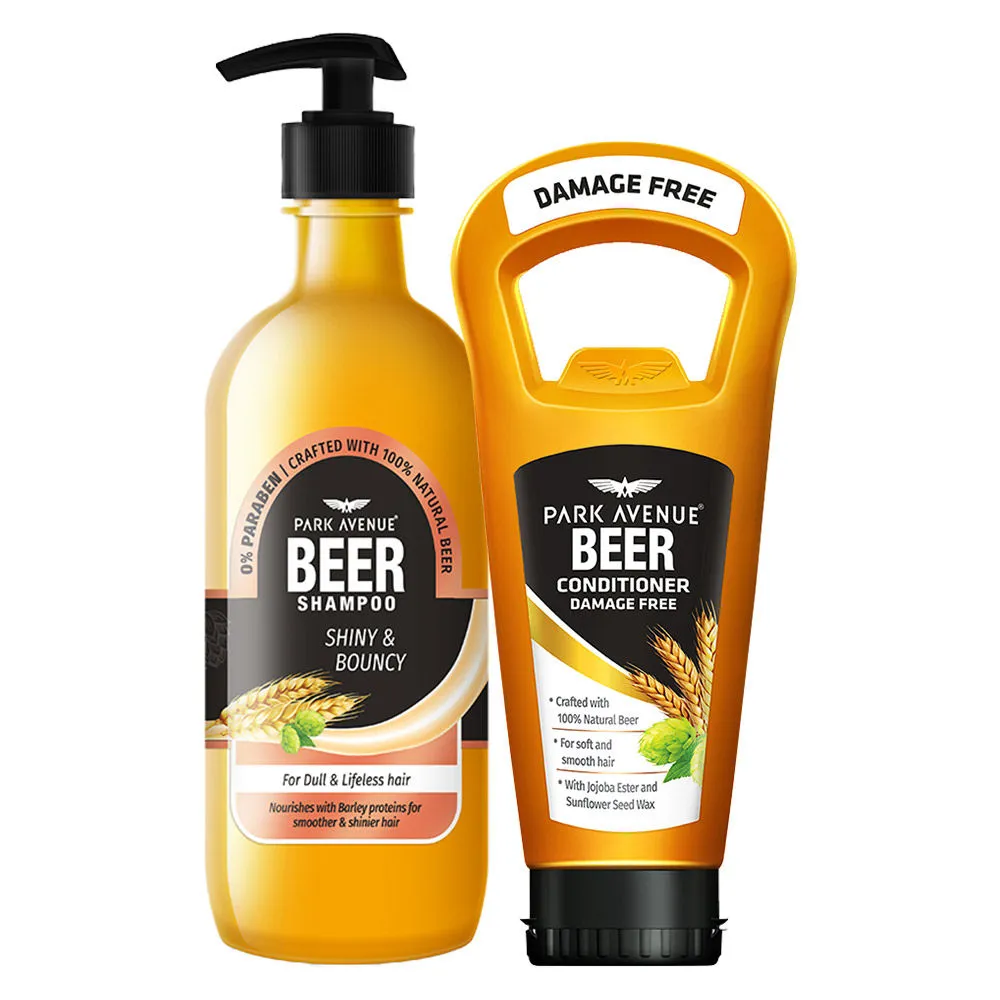 Park Avenue Shiny & Bouncy Beer Shampoo & Conditioner Damage Free Combo