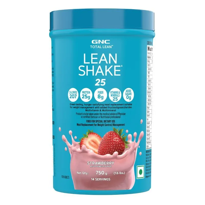 GNC Total Lean Lean Shake 25 - 207 Calories- 25g Protein- 8g Fiber - Strawberry