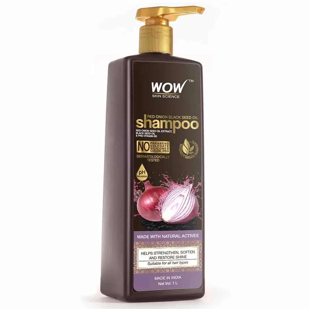 WOW Skin Science Red Onion Black Seed Oil Shampoo,  1 L  for All Hair Types