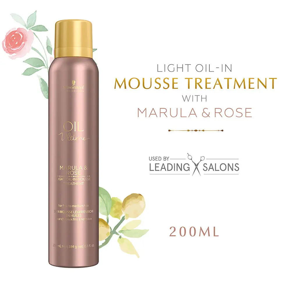 Schwarzkopf Professional Oil Ultime Light Oil-In-Mousse Treatment with Marula and Rose Oil | For Fine | 200ml