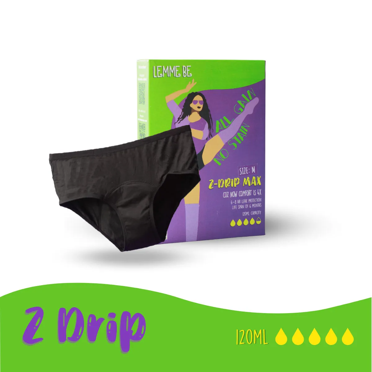 Lemme Be Reusable Period Panties Z Drip Max - S