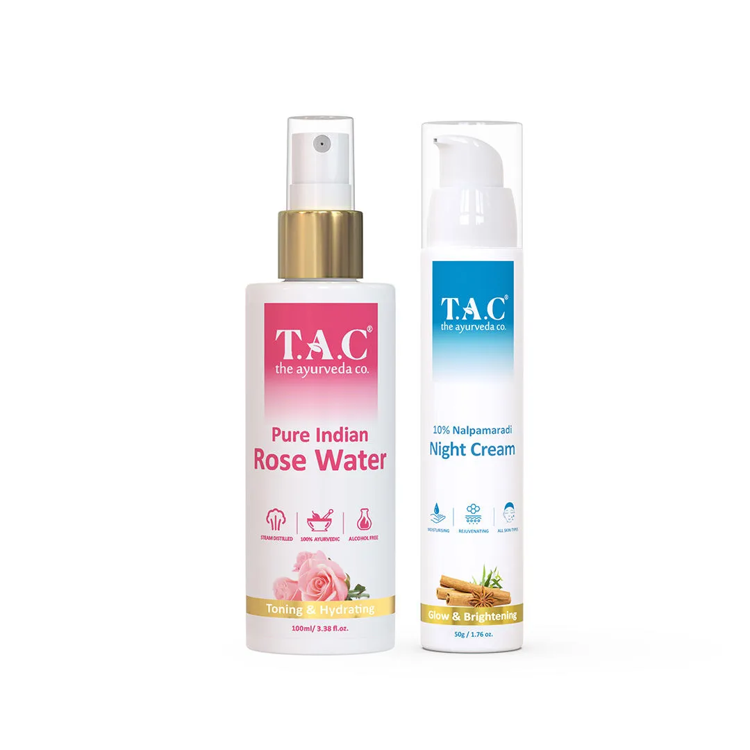 TAC - The Ayurveda Co. Rose Water Toner & Anti Aging Night Cream With Natural Retinol