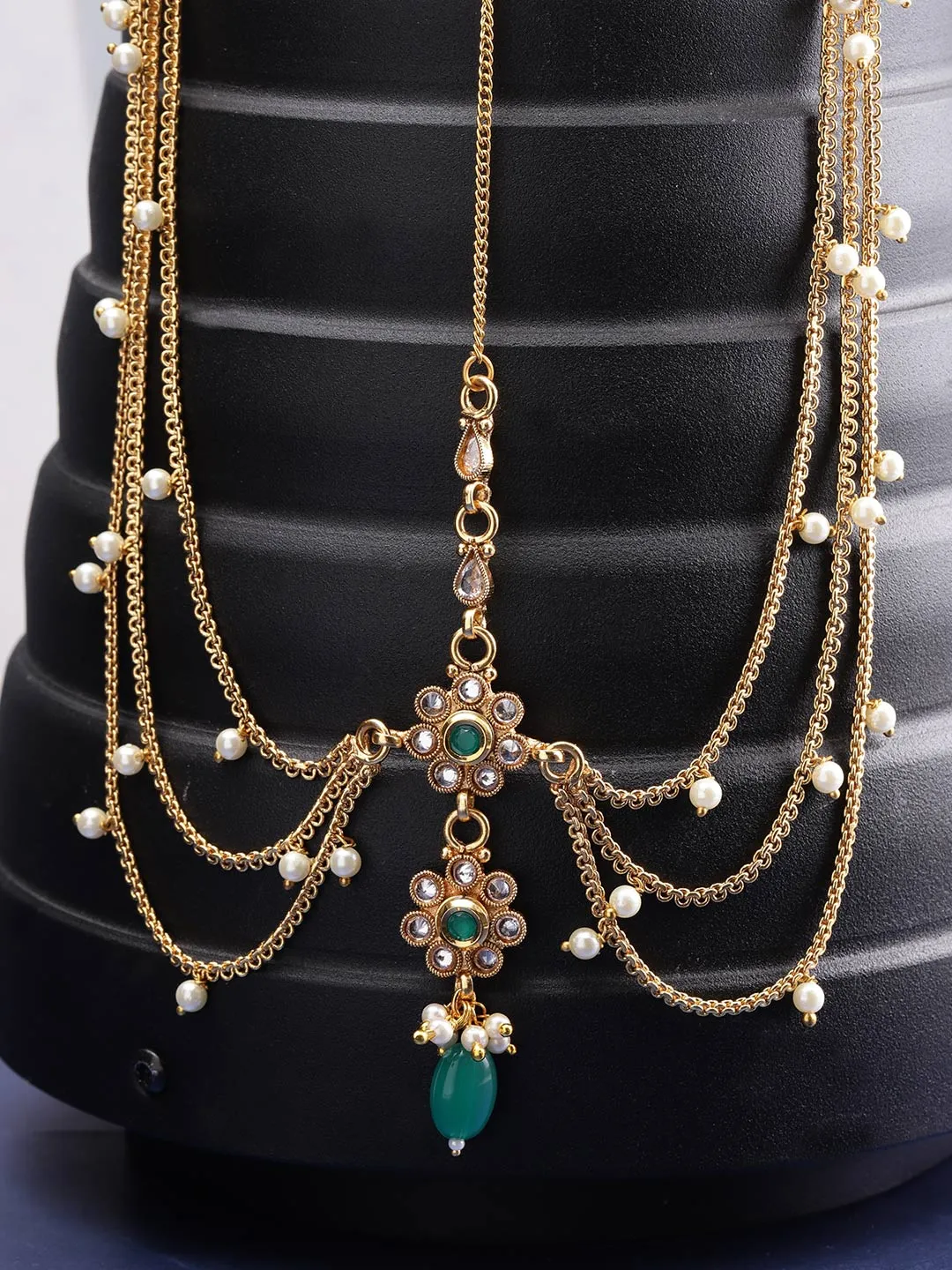 Priyaasi Gold-Plated Handcrafted Stone-Studded Multistrand Matha Patti