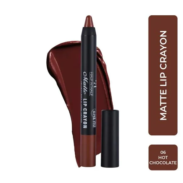 Half N Half Matte Velvet Soft & Long Lasting 24h Super Stay Lip Crayon - Hot-chocolate