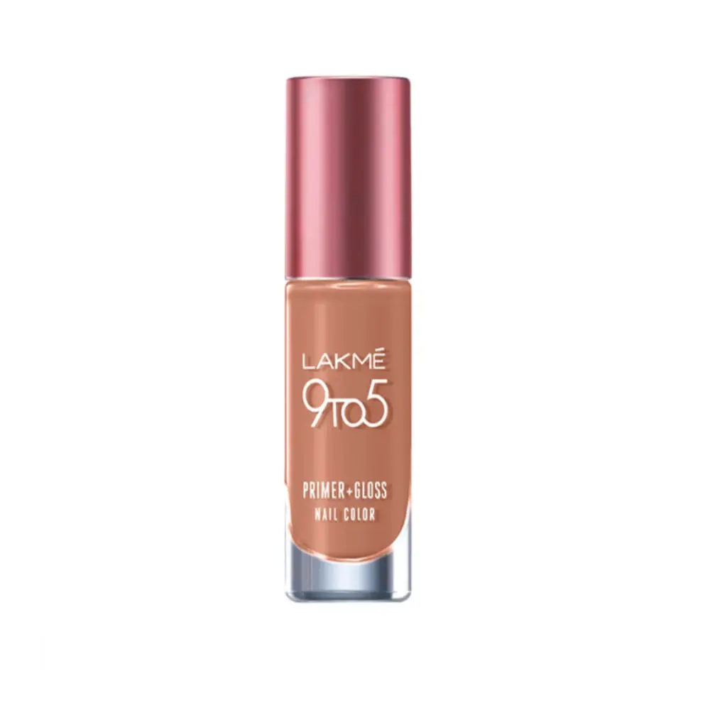 Lakme 9 to 5 Primer + Gloss Nail Colour, BrownLatte, 6ml