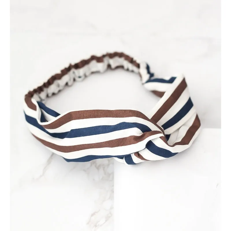 Bellofox White & Navy Striped Knot Detail Hairband