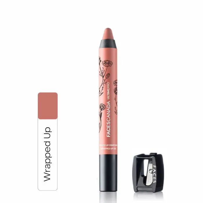 Faces Canada Matte Lip Crayon | Cocoa Butter and Chamomile enriched | One Stroke Intense Color | Smooth Glide | All Day Hydrated Lips | Shade - Wrapped Up 2.8g