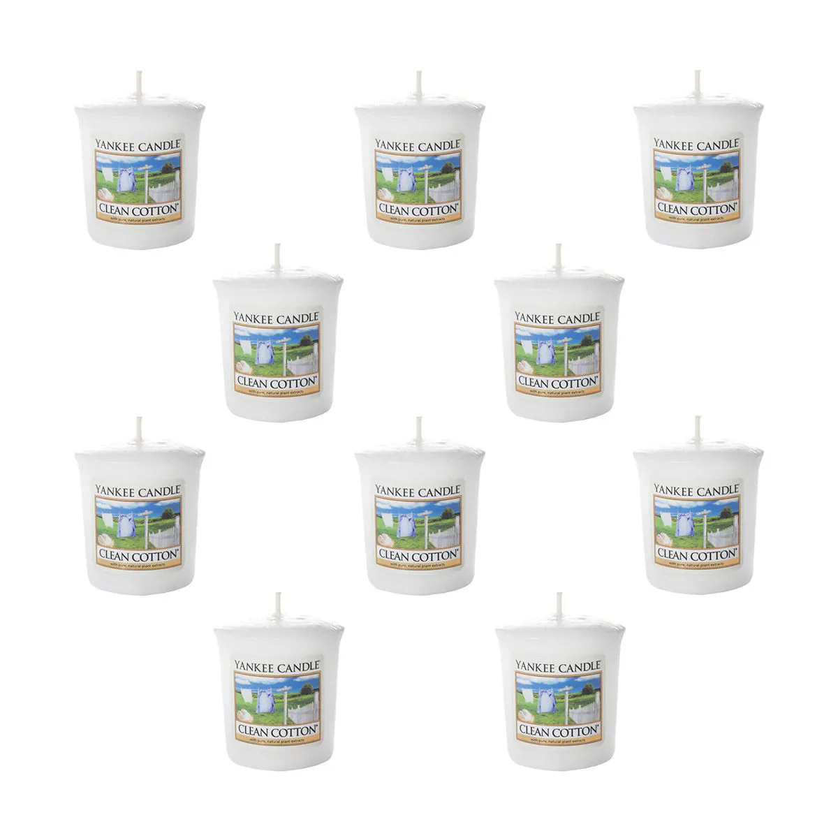 Yankee Candle Classic Votive Clean Cotton Scented Candles - Pack of 10