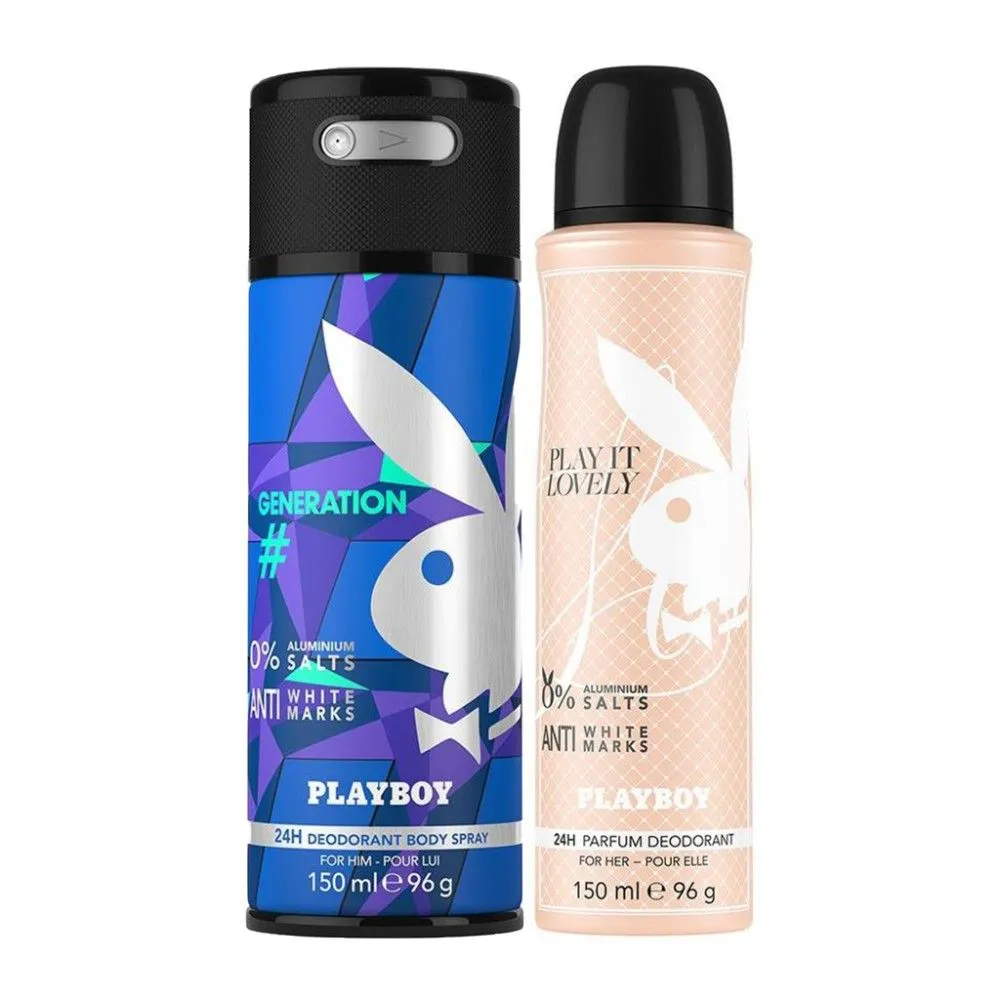 Playboy Generation Man + Play It Lovely Woman Deo Combo Set