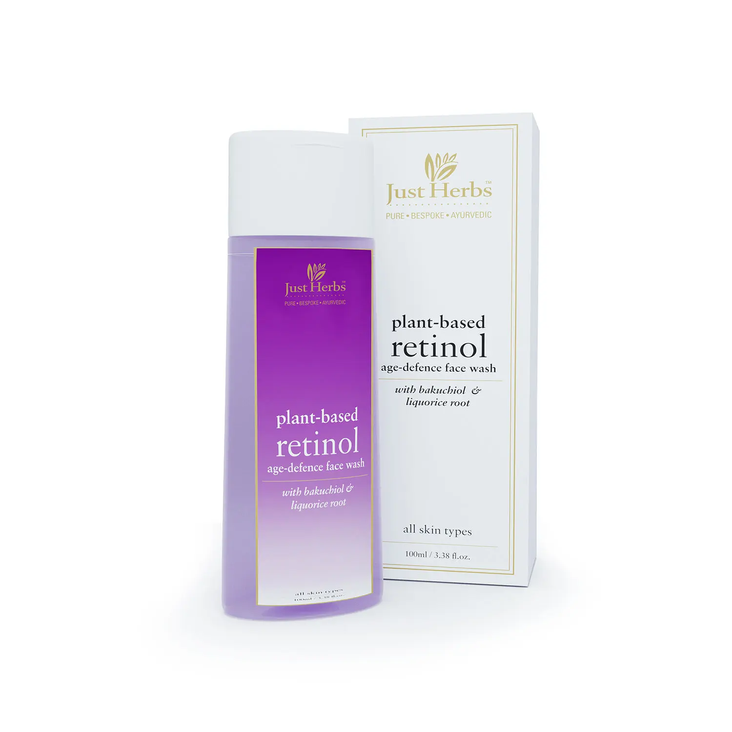 Just Herbs Plant-based Retinol Face Wash For Fine Lines ,Wrinkles & Dark Spots,Suitable for All Skin Types - 100ml