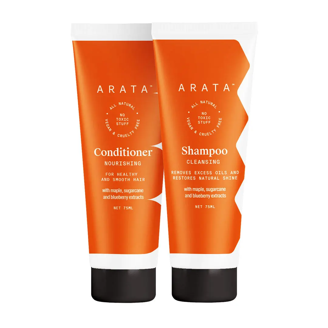 Arata Natural Happy Hair Duo For Men & Women With Cleansing Shampoo(75 ml) & Conditioner(75 ml)