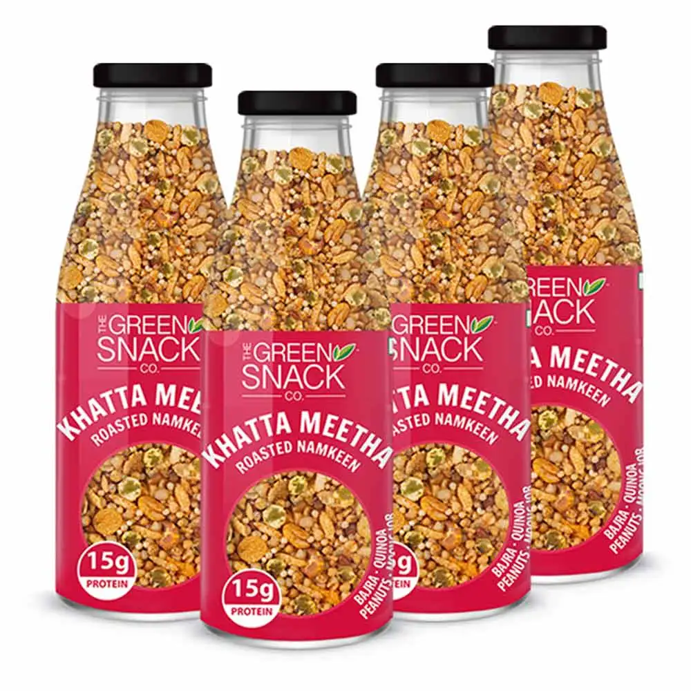 The Green Snack Co. Roasted Namkeen - Pack of 4,  Khatta Meetha  100 g