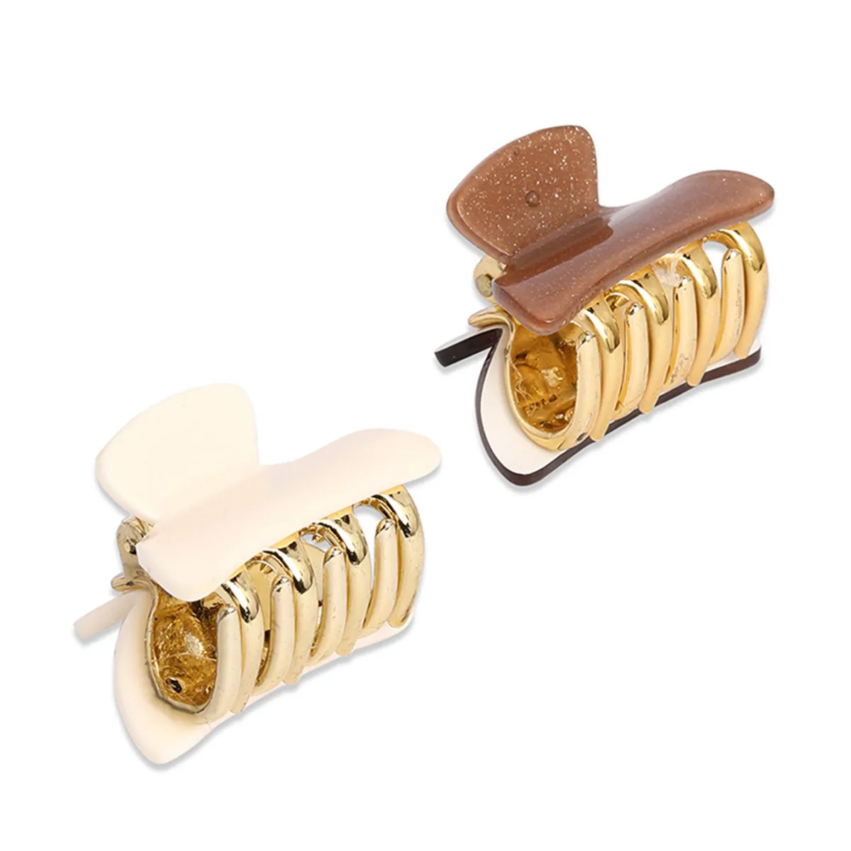 Toniq Set Of 2 Brown And Beige Solid Daily Wear Hair Clips For Women(oawxxh1112)