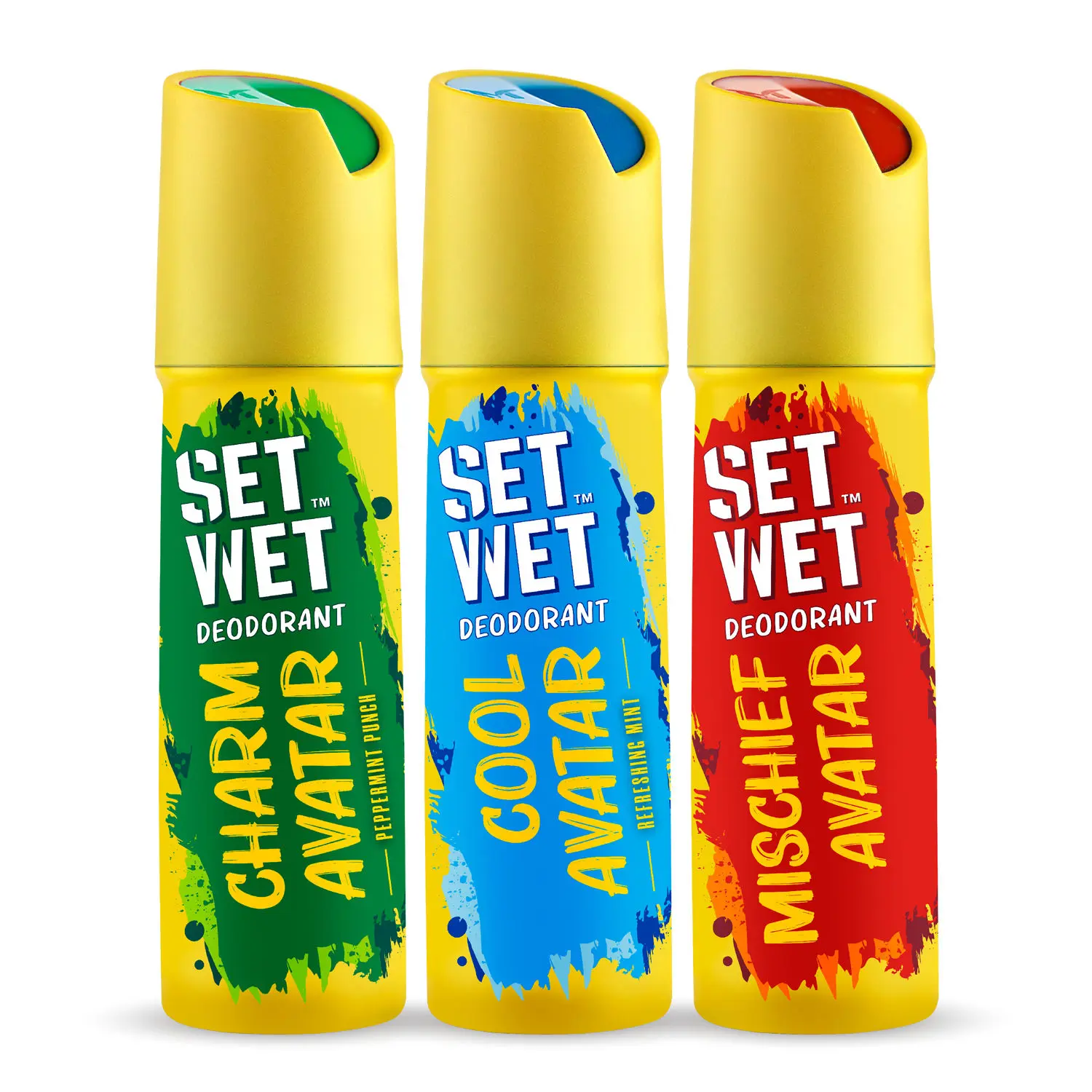 Set Wet Cool, Charm and Mischief Avatar Deodorant Spray Perfume, 150 ml Each (Pack of 3)