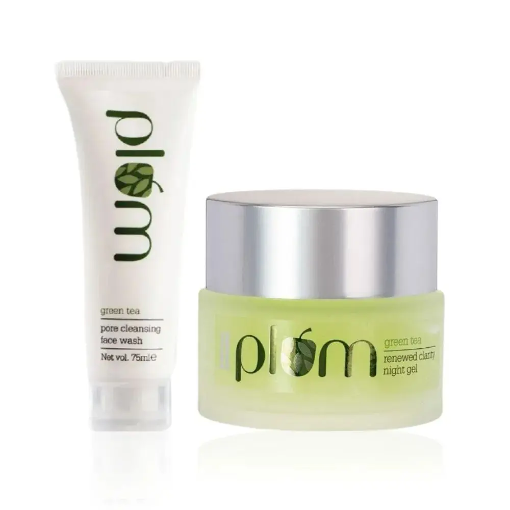 Plum Clear Skin combo , Green Tea Clarity Night gel (50 ml) + Green Tea Facewash (75 ml)