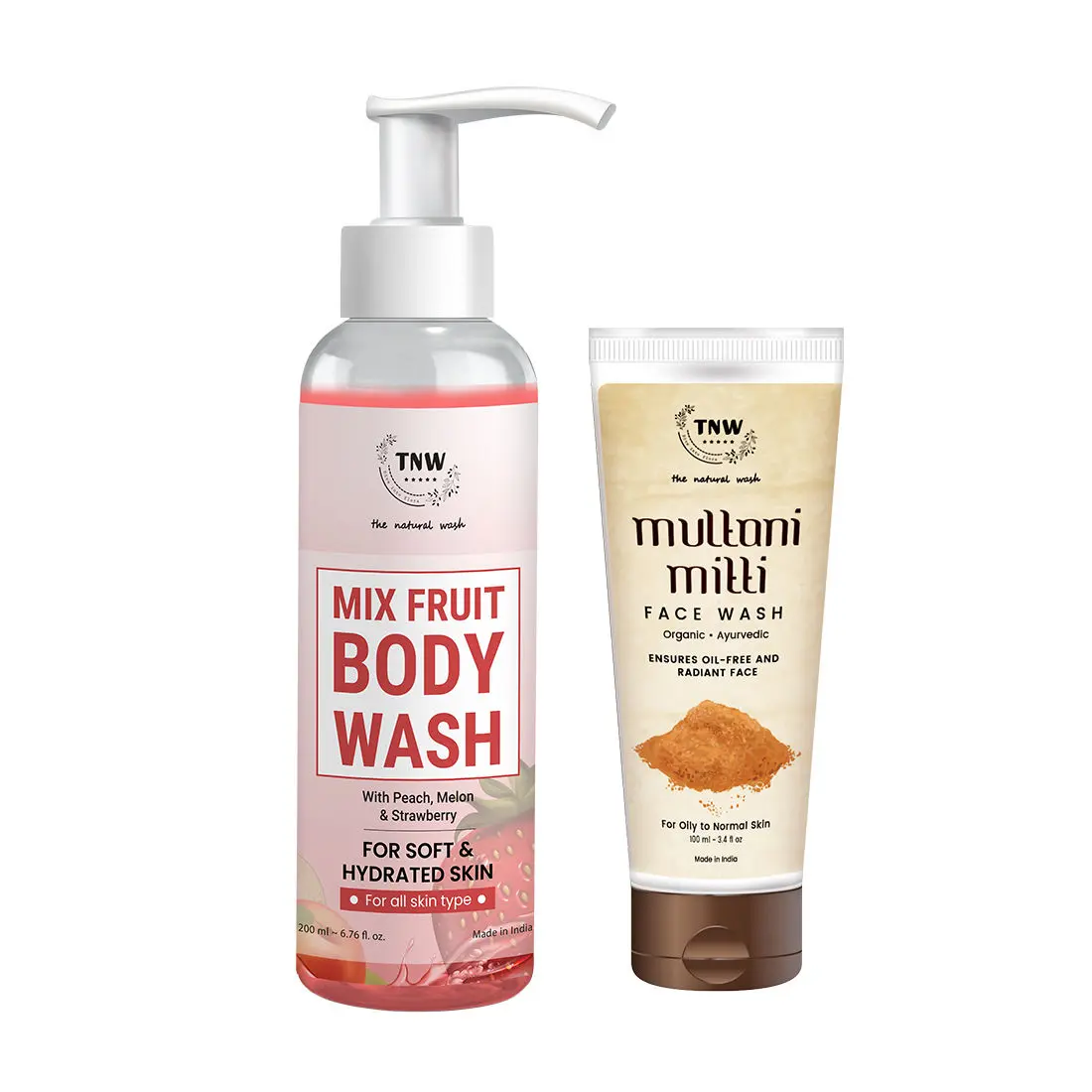 Combo of 2- Mix Fruit Body Wash 200ml + Multani Mitti Face Wash 100ml