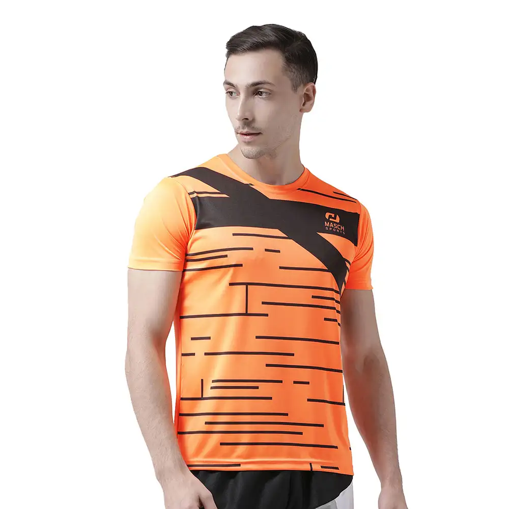 Masch Sports Mens Regular Fit Polyester Active T Shirt (MSTS 0619 HSP 2XPL FO),  Fluorescent Orange  Large