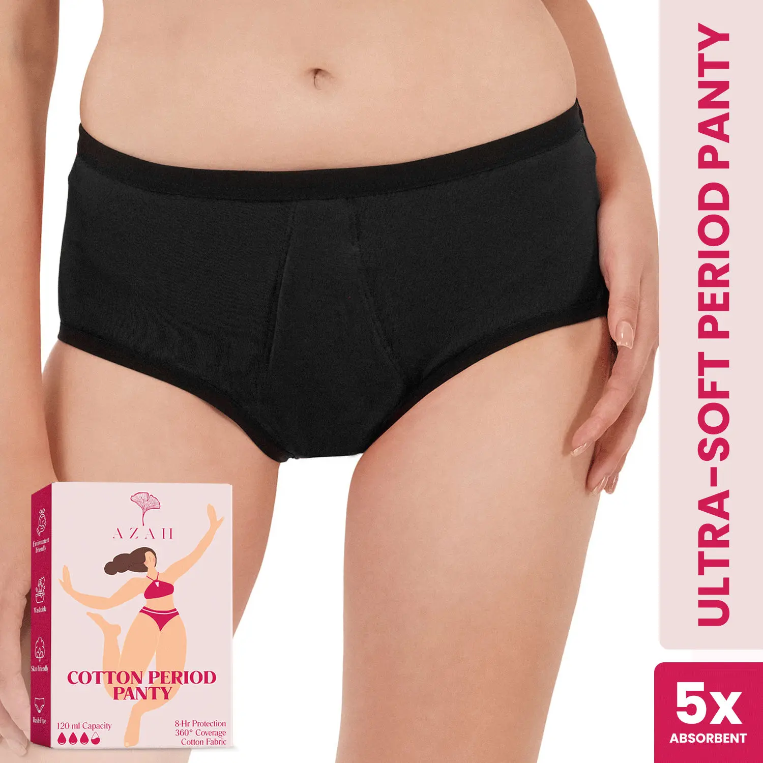 Azah Cotton Period Panties for Women | Leak Proof & Super Soft | 5x More Absorption - Extra Large