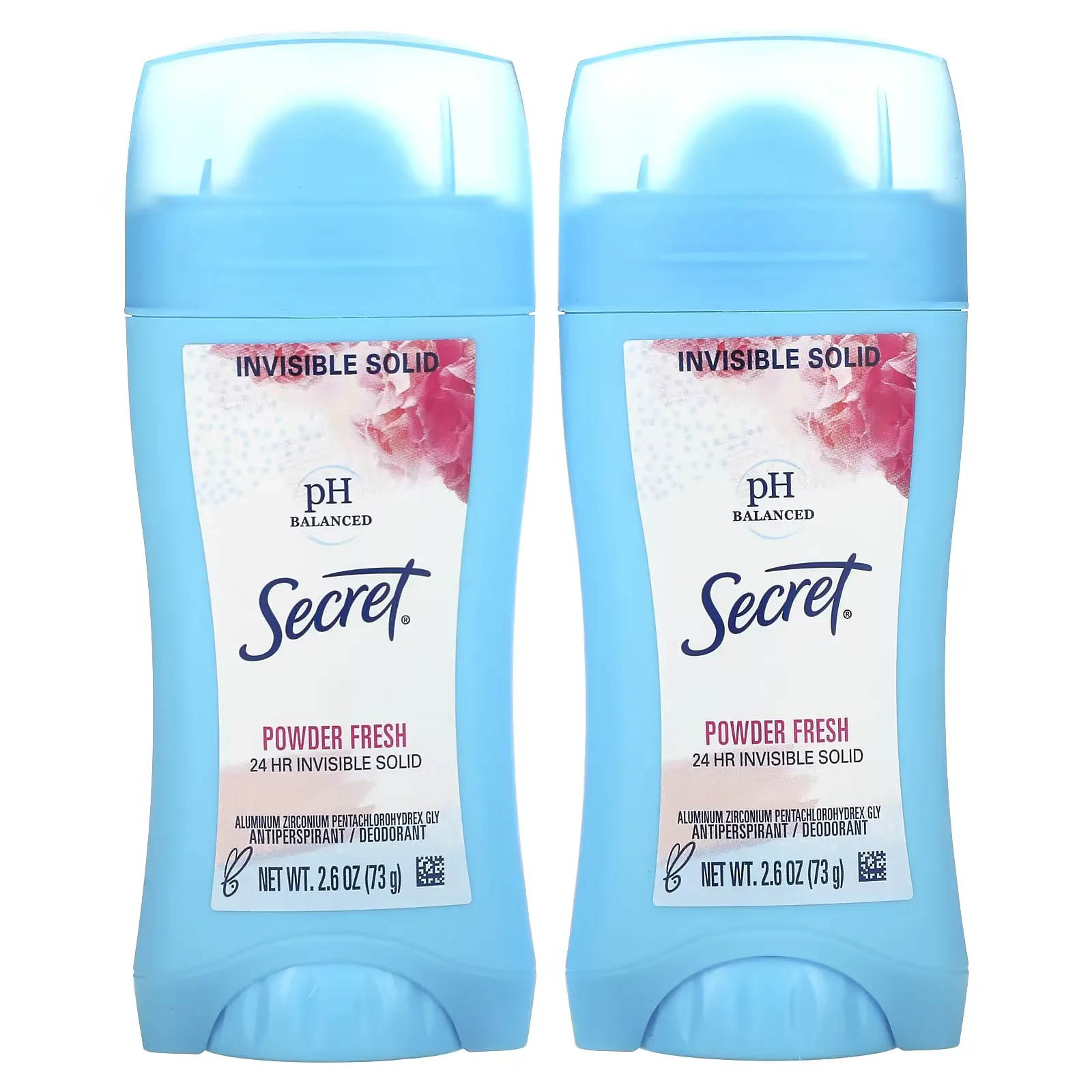 pH Balanced Antiperspirant/Deodorant, Invisible Solid, Powder Fresh, Twin Pack, 2.6 oz (73 g) Each