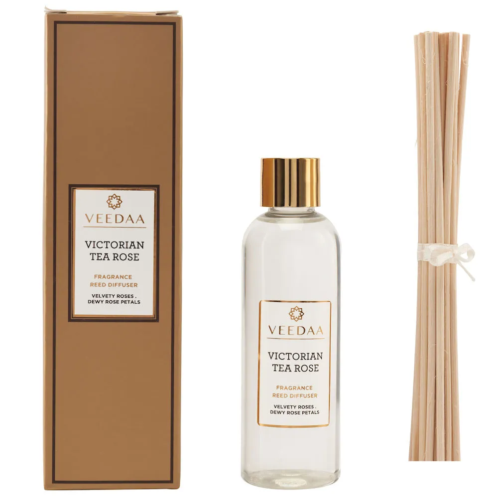 Veedaa Candles Victorian Tea Rose Diffuser Oil Refill & Reeds Set