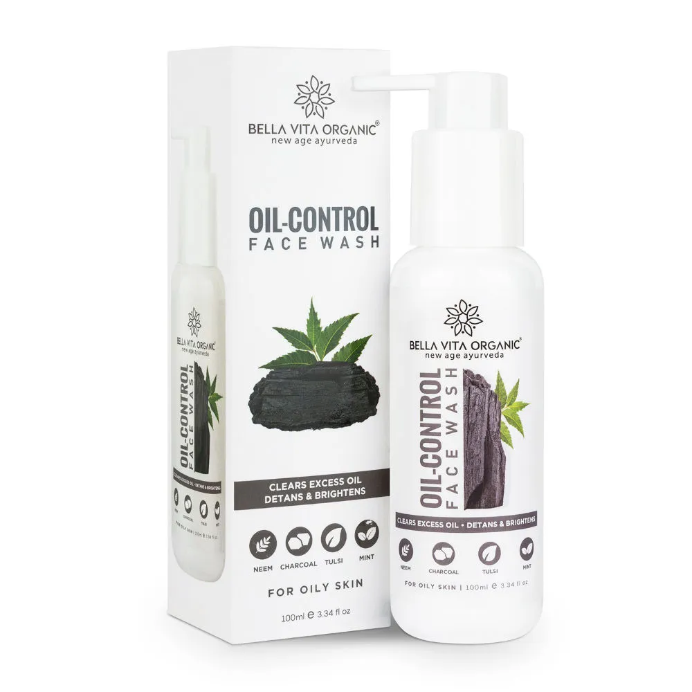 Bella Vita Organic Oil Control Face Wash with Activated Charcoal For Deep Cleansing