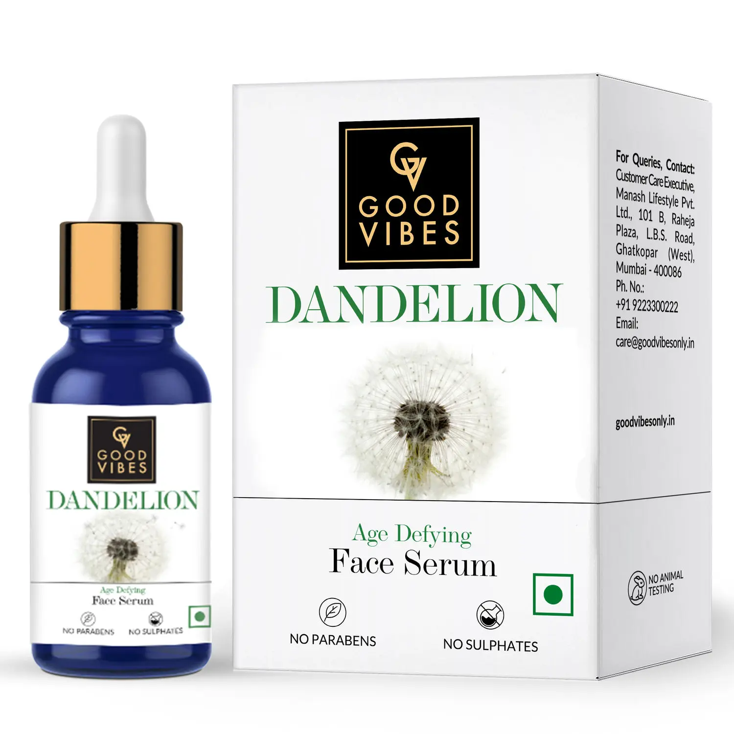 Good Vibes Dandelion Age Defying Face Serum | Anti-Acne, Nourishing | No Parabens, No Sulphates, No Animal Testing, No Silicones (10 ml)