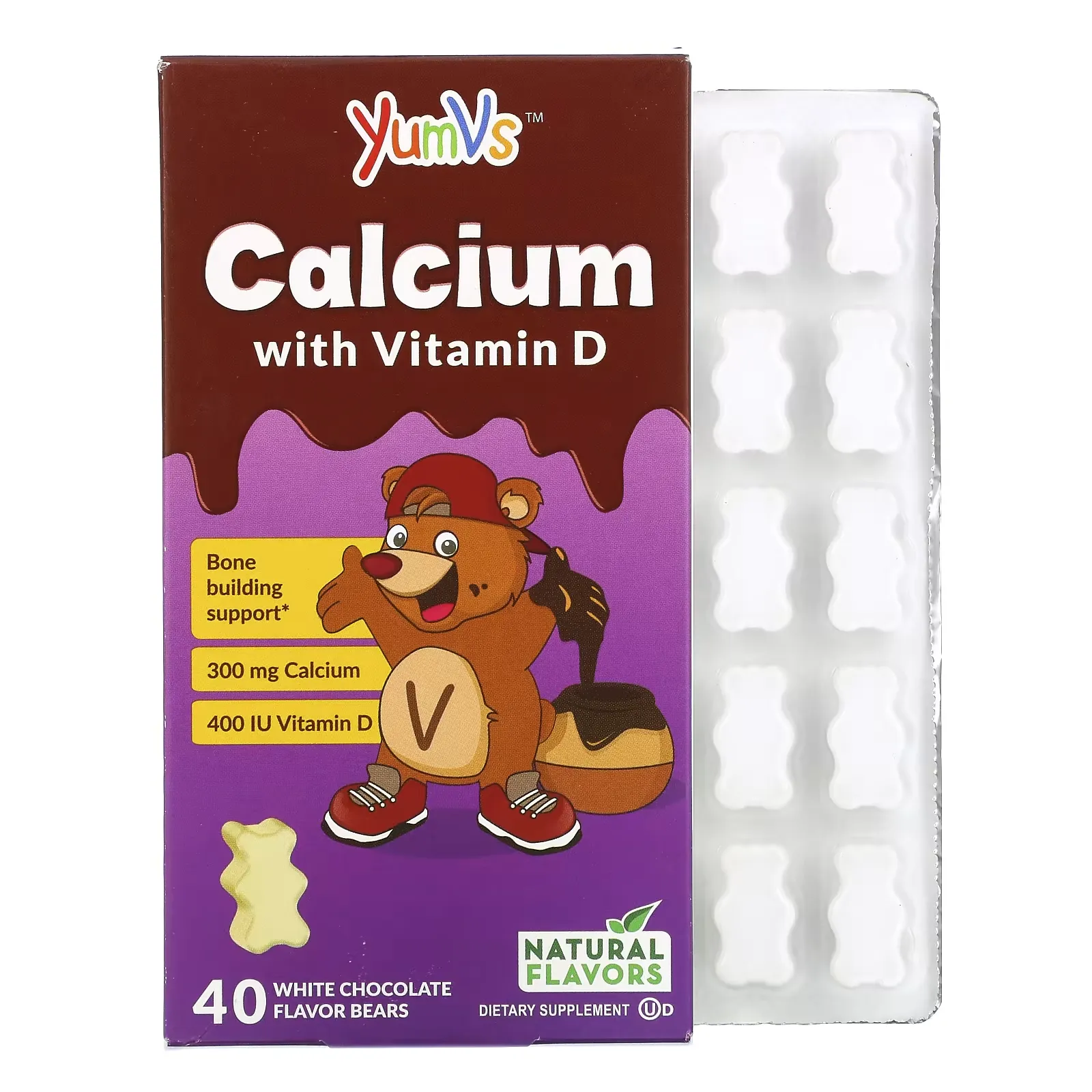 Calcium with Vitamin D, White Chocolate , 40 Bears