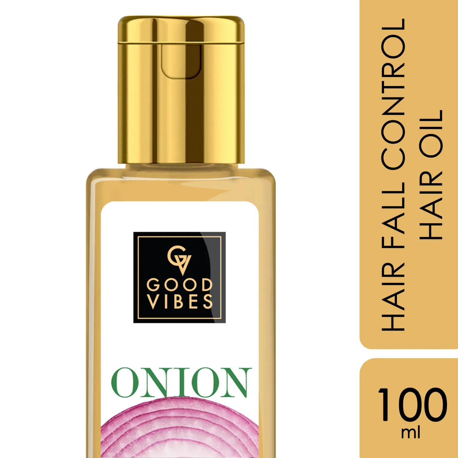 Good Vibes Onion Hairfall Control Oil | Strengthening | Hair Growth | No Parabens, No Sulphates, No Mineral Oil, No Animal Testing (100 ml)